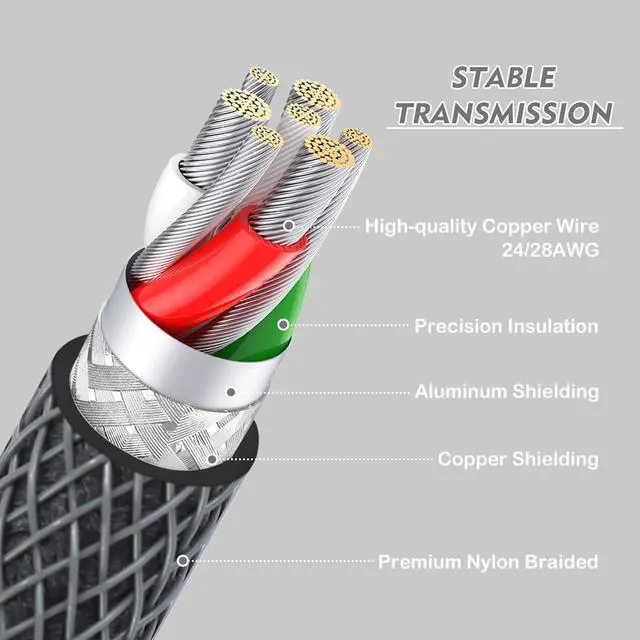 Alt view image 3 of 7 - Fast Charging Spiral Type-C to USB A Gaming Mechanical Keyboard Cable, Detachable Metal Aviator Fiber Knitting Cable for Gaming Keyboard/Tablet/Smartphone (Gray)