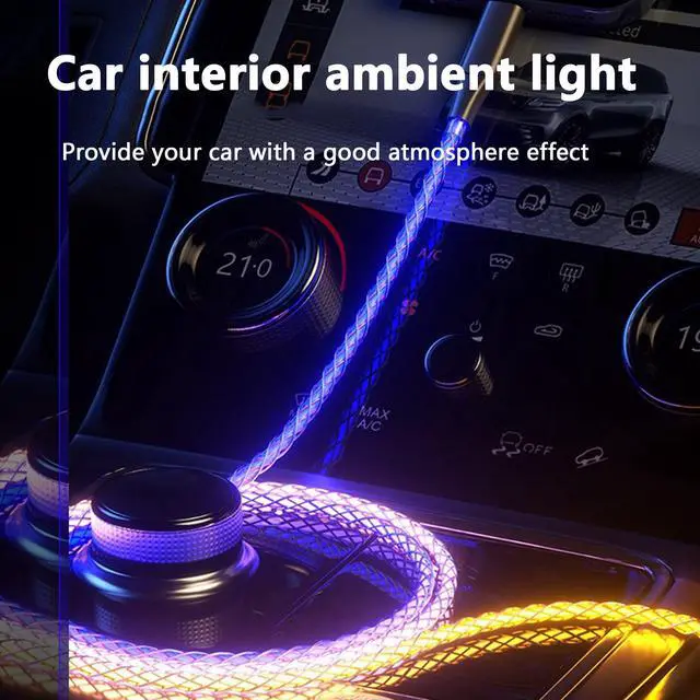 Alt view image 4 of 7 - 3Ft 66W Led Light Up Glowing USB C to USB C Cable,Aluminum Shell Fast Charging Wire LED RGB Light Gradual USB C to Type C Cord for Smart Phones and All Type C Device(Colorful)
