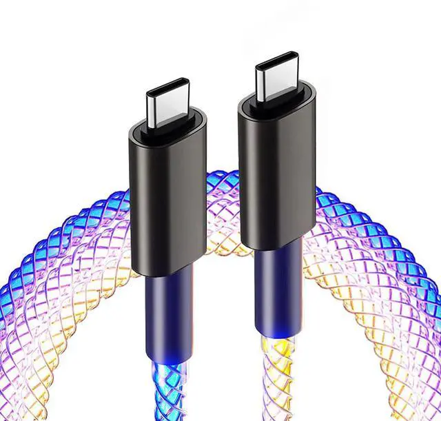 Alt view image 2 of 7 - 3Ft 66W Led Light Up Glowing USB C to USB C Cable,Aluminum Shell Fast Charging Wire LED RGB Light Gradual USB C to Type C Cord for Smart Phones and All Type C Device(Colorful)