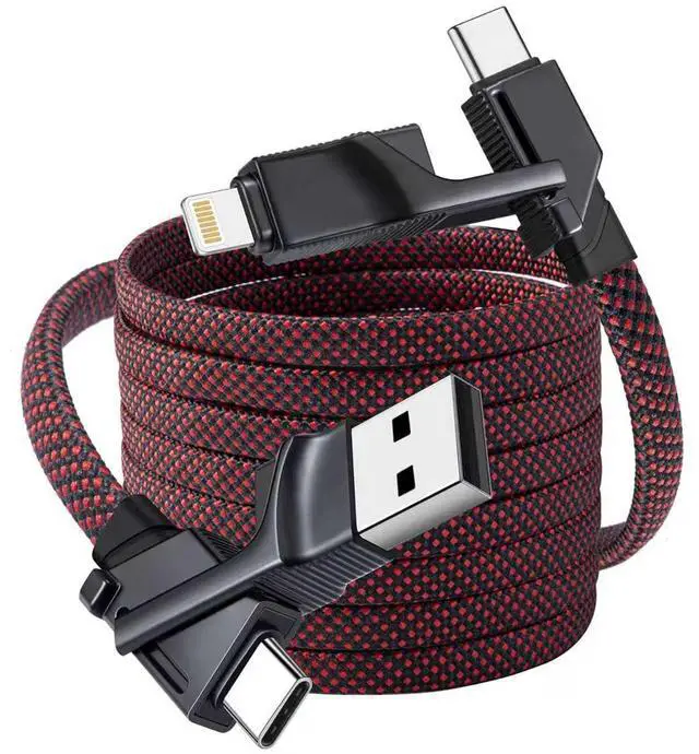 Main image of 240W 4 in 1 Charging Cable,6FT USB C to Lightning Cable Braided USB C Cable Fast Charging iPhone Charger Cable with USB A/C to C/Lightning for iPhone 17 16 15 14 Pro/MacBook/iPad/Samsung S25 S24