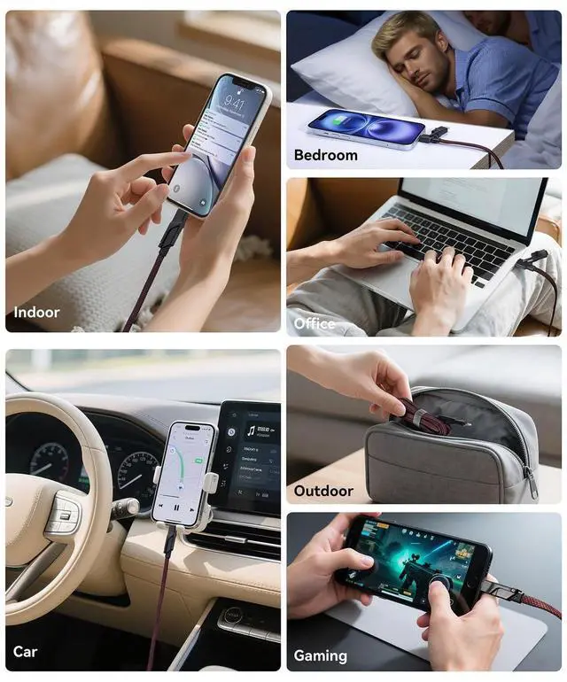 Alt view image 5 of 7 - 240W 4 in 1 Charging Cable,6FT USB C to Lightning Cable Braided USB C Cable Fast Charging iPhone Charger Cable with USB A/C to C/Lightning for iPhone 17 16 15 14 Pro/MacBook/iPad/Samsung S25 S24