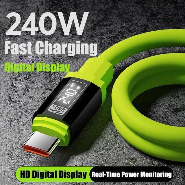 Alt view image 7 of 7 - Teilybao USB C Cable, 240W 4.92FT 6A Fast Charging USB C Charger Cable with LED Display, Zinc Alloy Silicone USB C to USB C Cable for iPhone 16/Pro/Plus/Pro Max, MacBook, iPad Pro, Galaxy S24/S23
