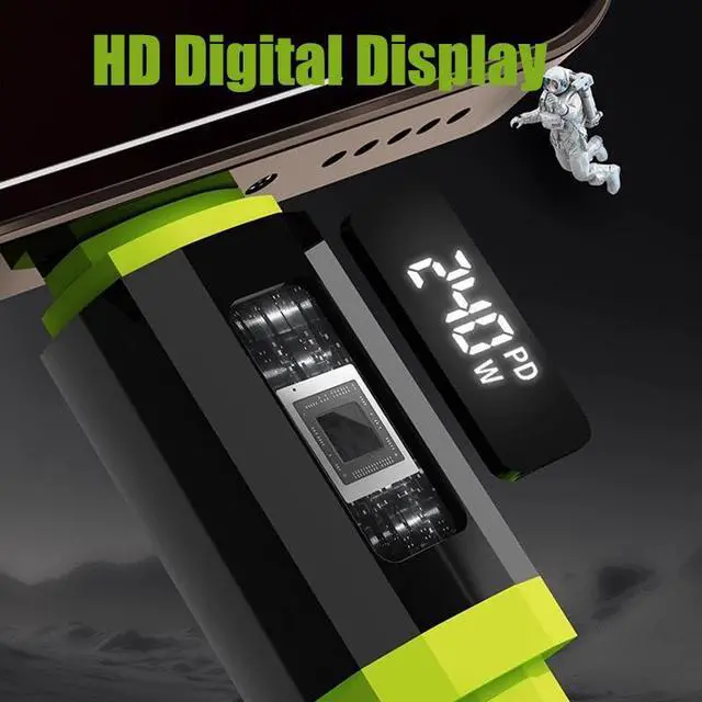 Alt view image 5 of 7 - Teilybao USB C Cable, 240W 4.92FT 6A Fast Charging USB C Charger Cable with LED Display, Zinc Alloy Silicone USB C to USB C Cable for iPhone 16/Pro/Plus/Pro Max, MacBook, iPad Pro, Galaxy S24/S23