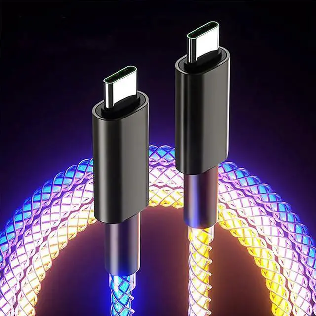 Main image of USB C to USB C LED Light Up RGB USB C Charging Cable,Fast Charging Cord for iPhone 15 Pro Max Plus, iPad mini Pro Air, MacBook and Galaxy Note Pixel etc(66W 3.3FT)