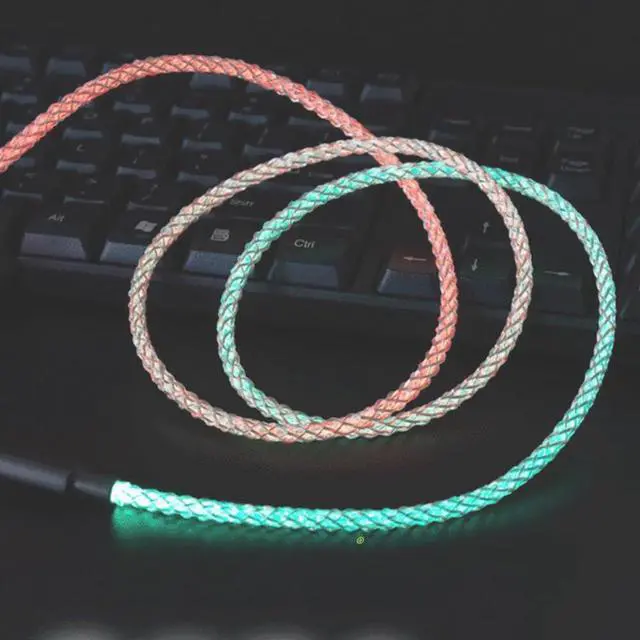 Alt view image 4 of 6 - USB Type C to Type C PD Fast Charging Cable Phone Charger Cord High Data Speed Visible Cool Lighted Up RGB Colorful LED Current Flowing for All USB C Device-RGB/39 Inches
