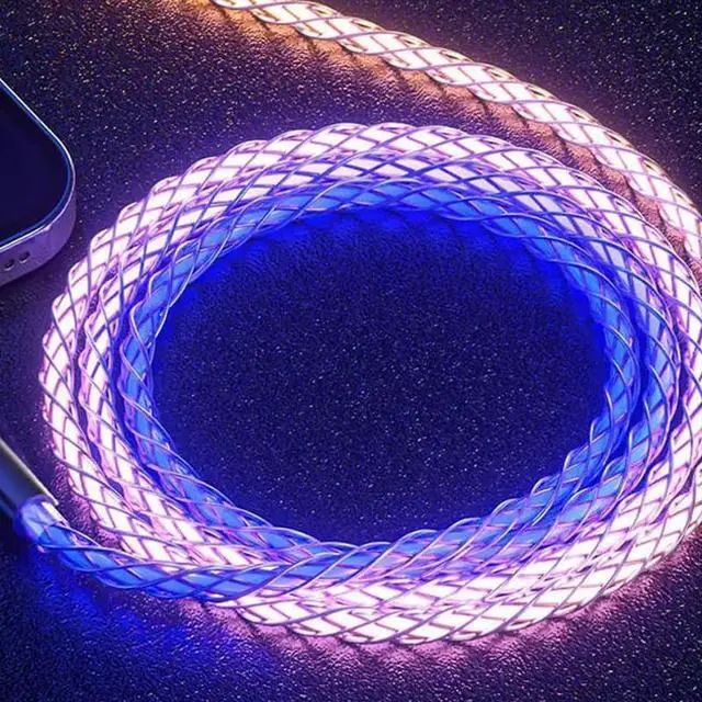 Main image of RGB Flowing LED USB Type C to Type C PD 60W Fast Charging Cable Phone Charger High Data Speed Cool Light Up LED for All USB C Device - Clear/39 Inches Multi-Color