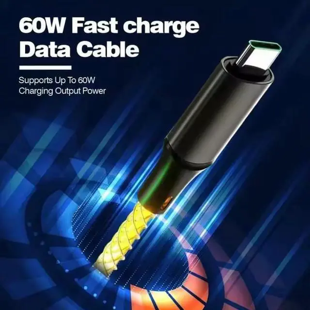 Alt view image 6 of 7 - RGB Flowing LED USB Type C to Type C PD 60W Fast Charging Cable Phone Charger High Data Speed Cool Light Up LED for All USB C Device - Clear/39 Inches Multi-Color