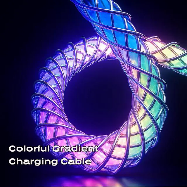 Alt view image 5 of 6 - USB C to USB C Cable, 60W RGB Colorful Gradual LED Light up Type C Fast Charging Cable for iPhone 15/15Pro/ 15Plus/15ProMax MacBook Pro 2020, iPad Pro 2020, iPad Air4, Samsung S23+/S23 Ultra (6 FT)