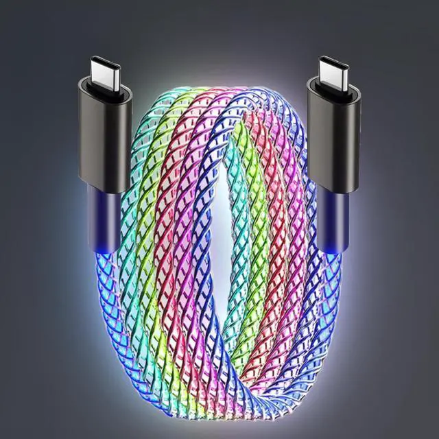 Main image of USB C to Type C LED Light Up Charging Cable, RGB Flowing Light Up Glowing, 66W Fast Charging Cord for Samsung Galaxy S23 S22, iPhone 17/16/15 Pro Max Plus, iPad mini Pro Air, MacBook More (3.3FT)