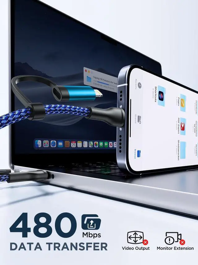 Alt view image 7 of 7 - 4 in 1 Charging Cable, 2Pack 60W USB C to Lightning Cable 6.6FT, USB A/C to C/Lightning Multi Charging Cable Fast Charging for iPhone 16 15 14 13 12 Pro Max/iPad Pro/Samsung S25 S24/Switch 2,Blue