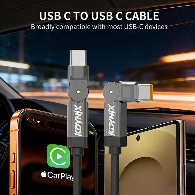 Alt view image 3 of 7 - USB C to USB C Cable 6.6ft 60W, 180°Rotating USB C Fast Charging Cable for iPhone 17/16/15 Series, iPad Pro, Pixel, Laptop, MacBook, Galaxy S23/S24 Ultra - Black