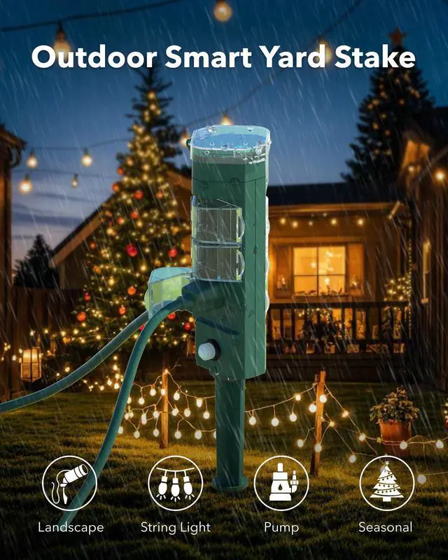 Alt view image 5 of 7 - Outdoor Smart Plug Waterproof with 6 Outlets,WiFi Power Stake Timer 6Ft Cord,Outdoor Outlet Timer for Halloween/Christmas Lights,Compatible with Alexa & Google Assistant, Voice Control,ETL Listed