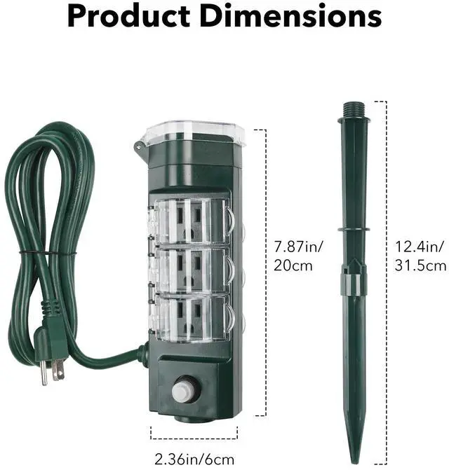 Alt view image 4 of 7 - Outdoor Smart Plug Waterproof with 6 Outlets,WiFi Power Stake Timer 6Ft Cord,Outdoor Outlet Timer for Halloween/Christmas Lights,Compatible with Alexa & Google Assistant, Voice Control,ETL Listed