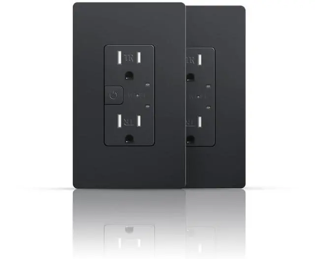 Main image of 2Pack Smart Power Wall Outlet, 15 Amp WiFi Socket Divided Control, Remote Control by Smartphone, Compatible with Alexa and Google Home, No Hub Required, Black, ETL&FCC Listed, 2.4G WiFi Only