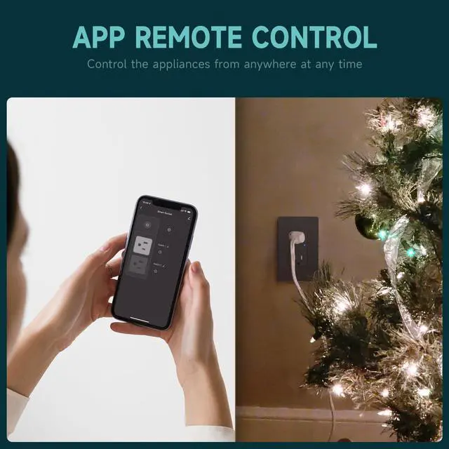 Alt view image 7 of 7 - 2Pack Smart Power Wall Outlet, 15 Amp WiFi Socket Divided Control, Remote Control by Smartphone, Compatible with Alexa and Google Home, No Hub Required, Black, ETL&FCC Listed, 2.4G WiFi Only