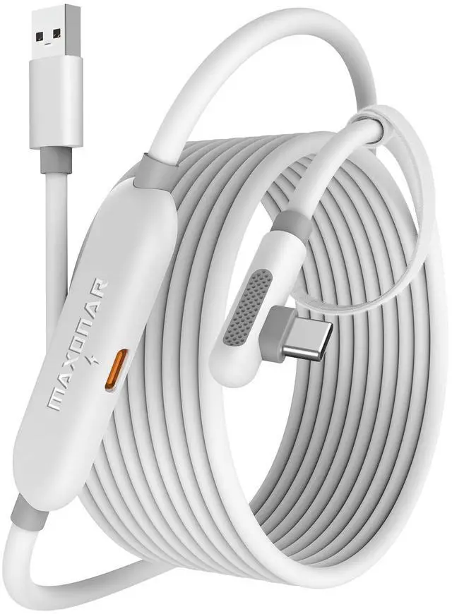 Main image of VR Charging Link Cable 16FT Charge While Playing PC VR, USB 3.0 Stable Data, Built to Replace Meta Link Cable for Quest 3S / Quest 3 / Quest 2 / Pico 4 White