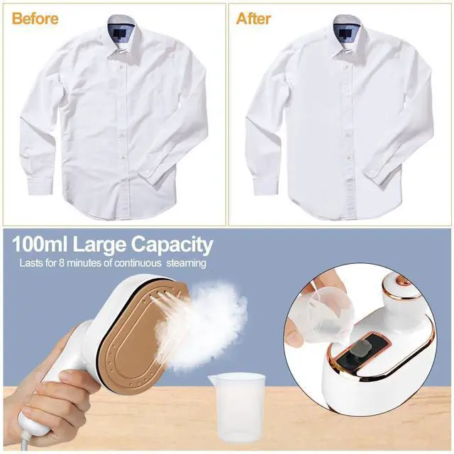 Alt view image 4 of 7 - Mini Steam Iron, 1000W Portable Handheld Travel Steam Iron, 180° Rotating Handle Converts Iron into Handheld Steamer, 15s Fast Heat Up, 2-in-1 Foldable Steamer Iron for Home and Travel