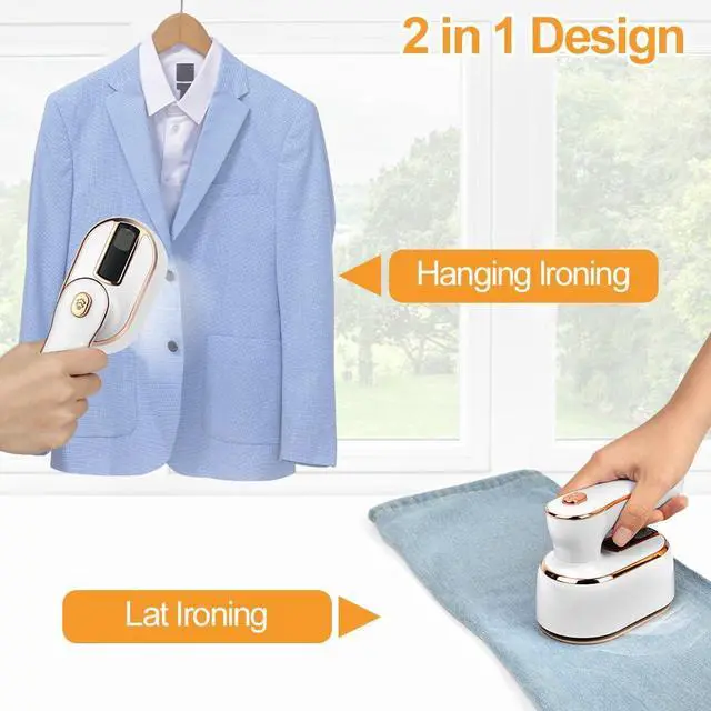 Alt view image 5 of 7 - Mini Steam Iron, 1000W Portable Handheld Travel Steam Iron, 180° Rotating Handle Converts Iron into Handheld Steamer, 15s Fast Heat Up, 2-in-1 Foldable Steamer Iron for Home and Travel