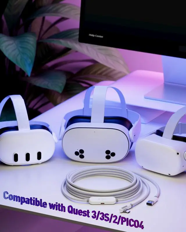 Alt view image 2 of 7 - VR Charging Link Cable 16FT Charge While Playing PC VR, USB 3.0 Stable Data, Built to Replace Meta Link Cable for Quest 3S / Quest 3 / Quest 2 / Pico 4 White