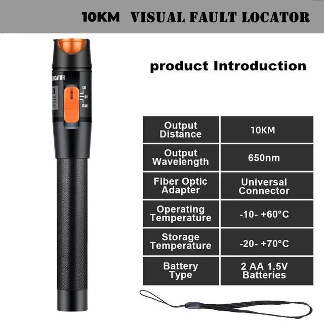 Alt view image 2 of 7 - Visual Fault Locator,10-20KM VFL Fiber Optic Tester Kit - Include Single Mode 9/125um FC Male to LC Female Adapter, VFL for Fiber Network Cable Test