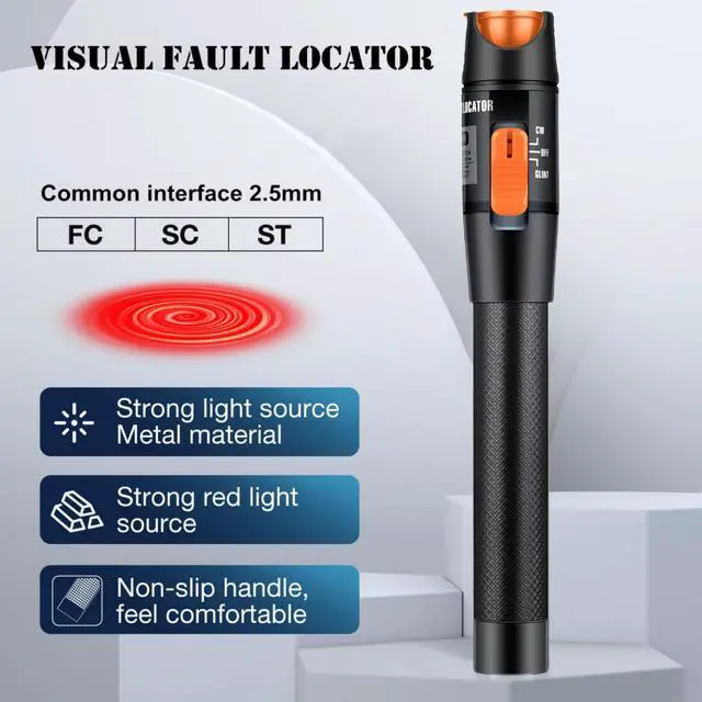Alt view image 3 of 7 - Visual Fault Locator,10-20KM VFL Fiber Optic Tester Kit - Include Single Mode 9/125um FC Male to LC Female Adapter, VFL for Fiber Network Cable Test