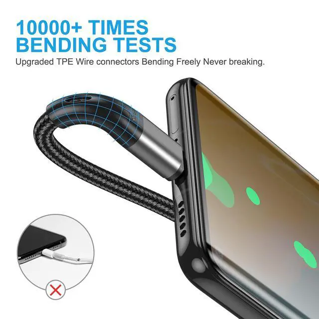 Alt view image 7 of 7 - Extra Long USB A to USB C Cable 3Pack 16Ft Fast Charging 3A Braided Cord