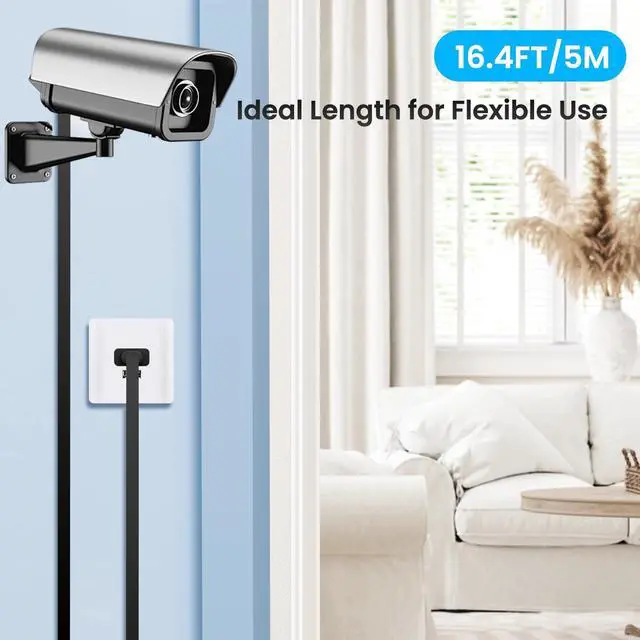 Alt view image 6 of 7 - 16.4FT/5M Extra Long Flat USB A to USBC Cable with Fixing Nails and Ties Data Transfer Charging Power Extension Cord for Home Security Cameras, Phones, Tablets, Gaming Controller, etc