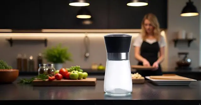 Alt view image 5 of 5 - Premium Herb and Spice Grinder Manual Glass Jar with lid with Adjustable Ceramic Burr, Portable Coffee Bean Grinder, Pepper Mill, Salt Grinder, Seed Grinder and Kitchen Spice Crusher