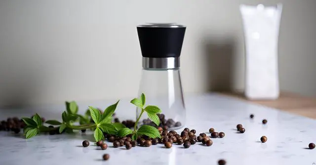 Alt view image 2 of 5 - Premium Herb and Spice Grinder Manual Glass Jar with lid with Adjustable Ceramic Burr, Portable Coffee Bean Grinder, Pepper Mill, Salt Grinder, Seed Grinder and Kitchen Spice Crusher