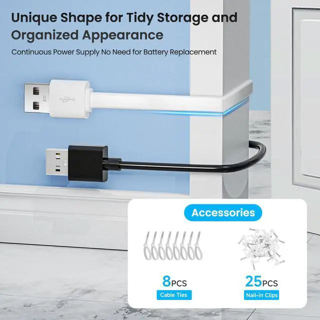 Alt view image 2 of 7 - 16.4FT/5M Flat USB C Cable, Extra Long USB A to USBC Charging Power Extension Cord for Home Security Cameras, Phones, Tablets, Gaming Controller and More USB C Devices, Support Data Transfer-White
