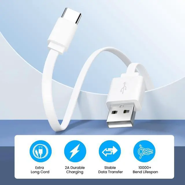 Alt view image 7 of 7 - 16.4FT/5M Flat USB C Cable, Extra Long USB A to USBC Charging Power Extension Cord for Home Security Cameras, Phones, Tablets, Gaming Controller and More USB C Devices, Support Data Transfer-White