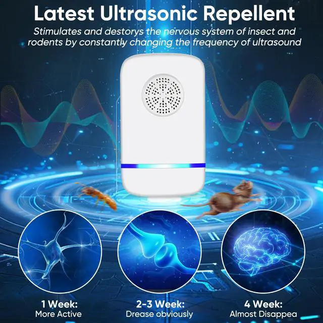 Alt view image 4 of 7 - Ultrasonic Pest Repeller Indoor 6 Pcs, Electronic Pest Mouse Repellent Ultrasonic Plug in for Mosquito, Mice, Ant, Roach, Fleas, Spider, Bug for Home Hotel Garage Office