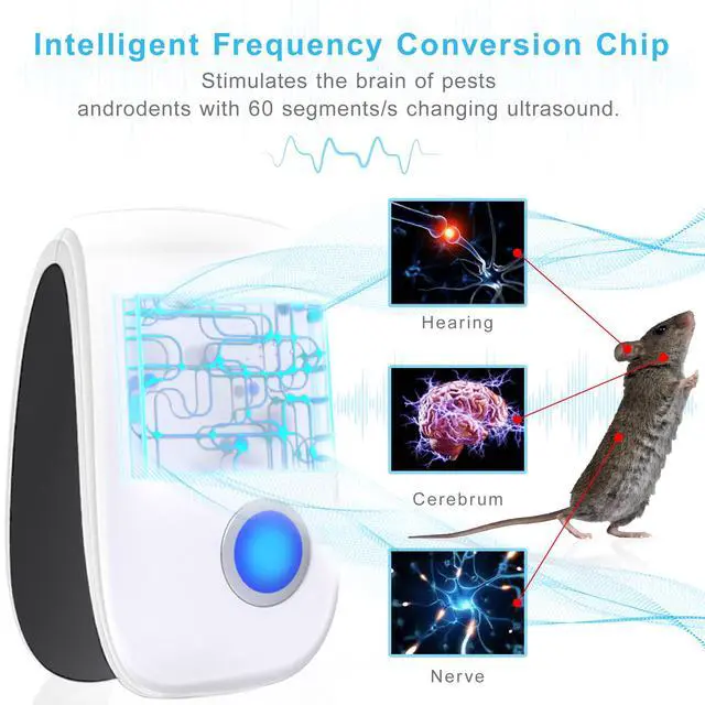 Alt view image 3 of 7 - Ultrasonic Insect & Pest Control Repeller, Indoor Electronic Plug in Mouse Repellent for Rat,Mice,Rodent,Roach,Spider,Ant,Cockroach,Mosquito, Safe Pest Control for Home Kitchen Garage Office, 10 Pack