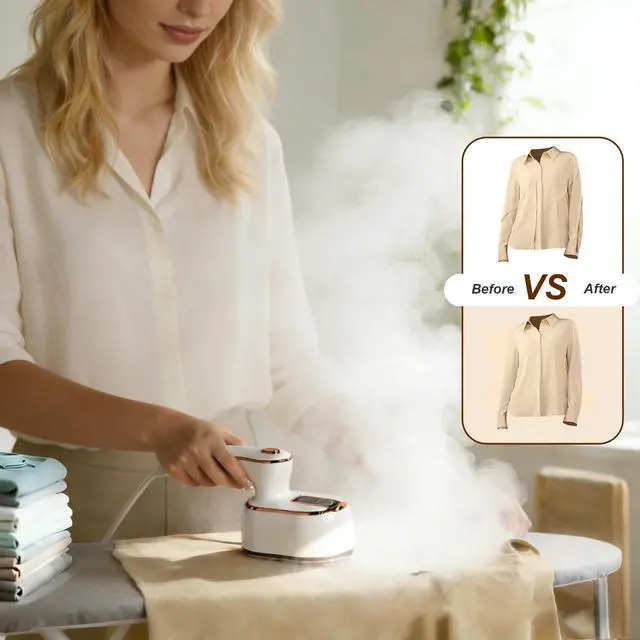 Alt view image 6 of 7 - Travel Steamer for Clothes -1000W Small Steam Irons Foldable for Wrinkle Removal, Compact Portable Mini Steamer for Clothes Travel College Dorm Office Home Garment Steamer for Clothes 120V, White