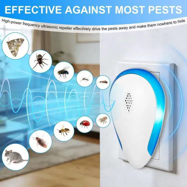 Alt view image 4 of 7 - Upgraded Ultrasonic Mice & Spider Repellent Indoor, Pest Control Plug in, Rodent Roach Mosquito Insect Bug Repellent for Indoor Use, Safe for Pets & Humans(6 Pack)