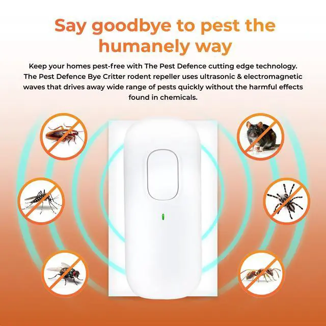 Alt view image 2 of 6 - Pest Defence Ultrasonic Pest Repeller, Bye Critter Ultrasonic Pest Repeller Plug-in Mouse Repellent for Home Repels Mice, Spiders, Rodents, Cockroaches, and Ants Eco-Friendly, Chemical-Free