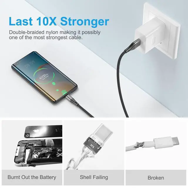 Alt view image 4 of 7 - Extra Long USB A to USB C Cable 3Pack 16Ft Fast Charging 3A Braided Cord