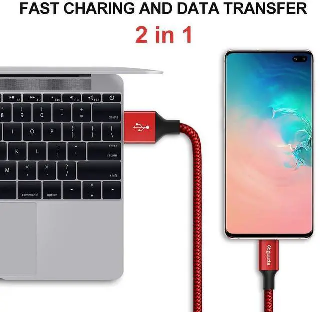 Alt view image 4 of 7 - USB A to USB C Cable 4ft, 2-Pack, 3A Fast Charging Type C Charger Cord for iPhone 17 16 15 Pro Max 16e 17 Air, Samsung Galaxy S25 S24 S23 S22 S21 S20 A17 A16 A56 A55 Flip Fold, Red