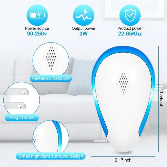 Alt view image 6 of 7 - Upgraded Ultrasonic Mice & Spider Repellent Indoor, Pest Control Plug in, Rodent Roach Mosquito Insect Bug Repellent for Indoor Use, Safe for Pets & Humans(6 Pack)