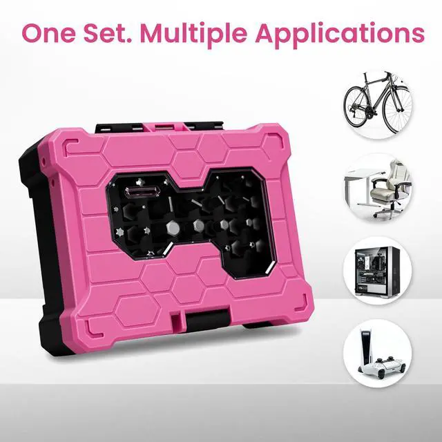 Alt view image 6 of 7 - Mini Ratchet Screwdriver Set for Bike Repairs, Pink Portable Tool Kit for Women, 72-Tooth Compact Ratchet with Bits & Extension Rod for Tight Spaces, Furniture, Bicycle & Motorbike
