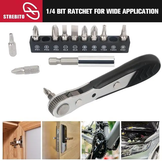 Alt view image 5 of 7 - Mini Ratchet Set 12-Piece 1/4 Right Angle Screwdriver Set - Small Ratcheting Wrench 90 Degree Offset High Torque Low Profile for Tight Spaces