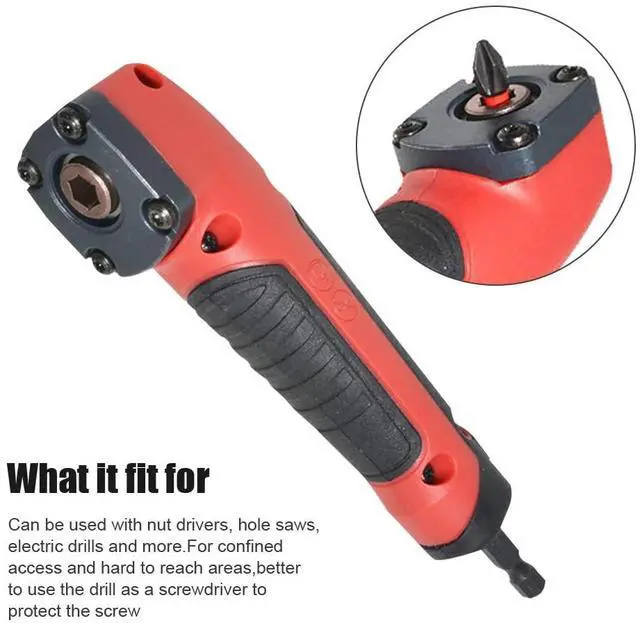 Alt view image 4 of 7 - 90 Degree Drill Adapter, 1/4 Inch Right Angle Corner Device Screwdriver Socket Adapter Kit Drill Attachment with 10 Bit Sets and Holder for Drilling or Driving in Tight Spaces(COLOR:Black Red)