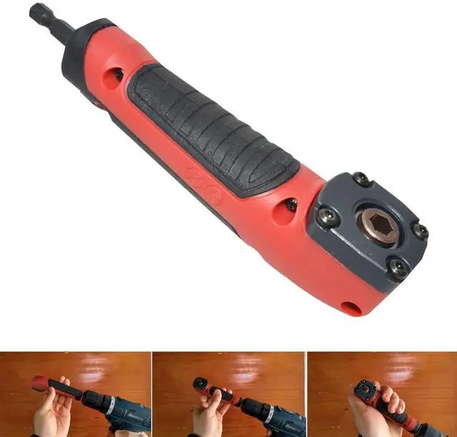 Alt view image 6 of 7 - 90 Degree Drill Adapter, 1/4 Inch Right Angle Corner Device Screwdriver Socket Adapter Kit Drill Attachment with 10 Bit Sets and Holder for Drilling or Driving in Tight Spaces(COLOR:Black Red)