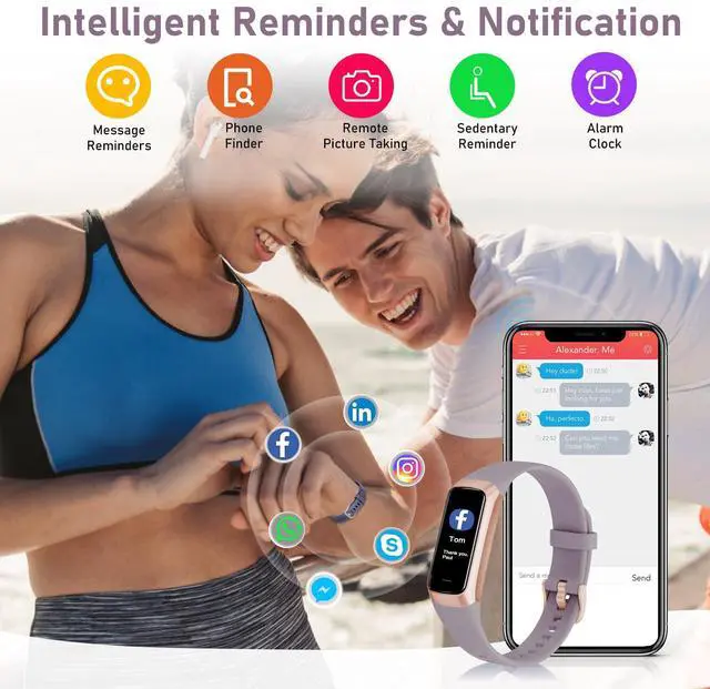 Alt view image 4 of 7 - Fitness Tracker with 24/7 Heart Rate,Blood Oxygen Blood Pressure Sleep Monitor, Activity Trackers 5 ATM Waterproof,Step Calorie Counter Pedometer Health Smart Watch for Women Men Dusty Purple