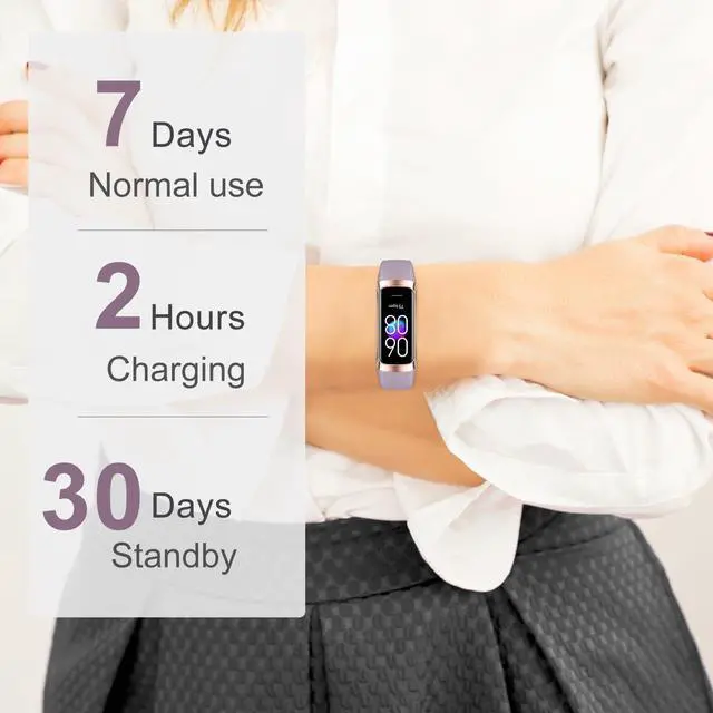 Alt view image 7 of 7 - Fitness Tracker with 24/7 Heart Rate,Blood Oxygen Blood Pressure Sleep Monitor, Activity Trackers 5 ATM Waterproof,Step Calorie Counter Pedometer Health Smart Watch for Women Men Dusty Purple