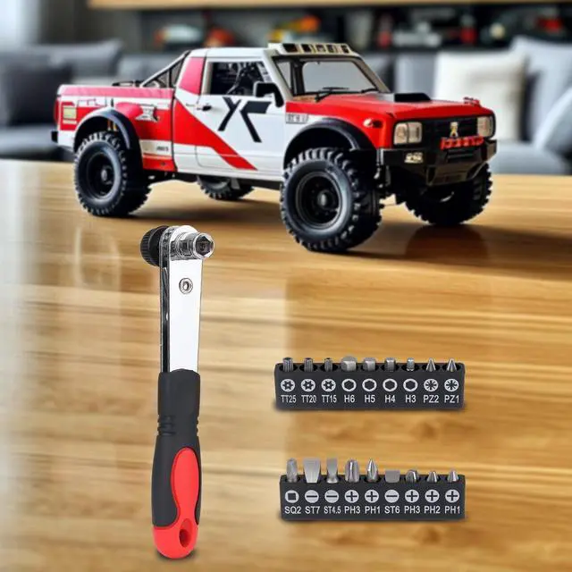 Alt view image 6 of 6 - 20pc 1/4 Ratchet Wrench Close Quarters Screwdriver Set with High Torque - Right Angle EDC Tool with 90 Degree Mini Offset Reversible Drive Handle & Multi Hex Bits Set
