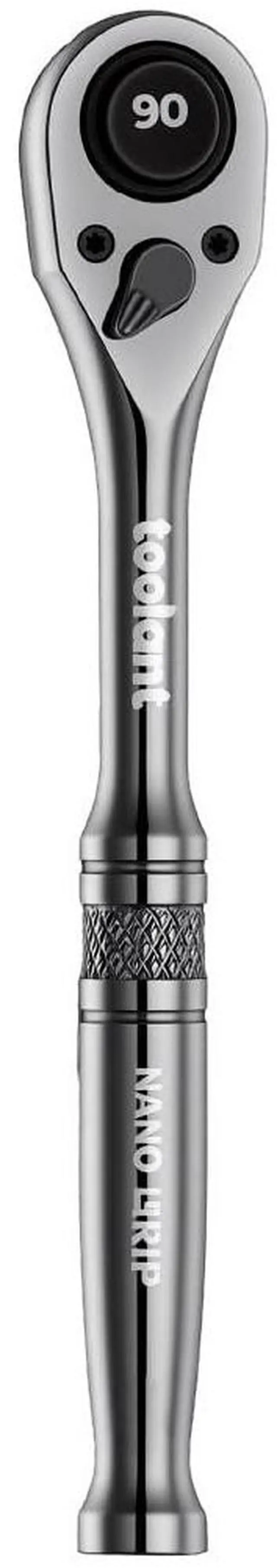Main image of 1/4" Drive Ratchet, 90-Tooth Compact Ratchet Wrench, 4°Swing, Black Titanium Finish With Reversible Quick Release, 5" Length