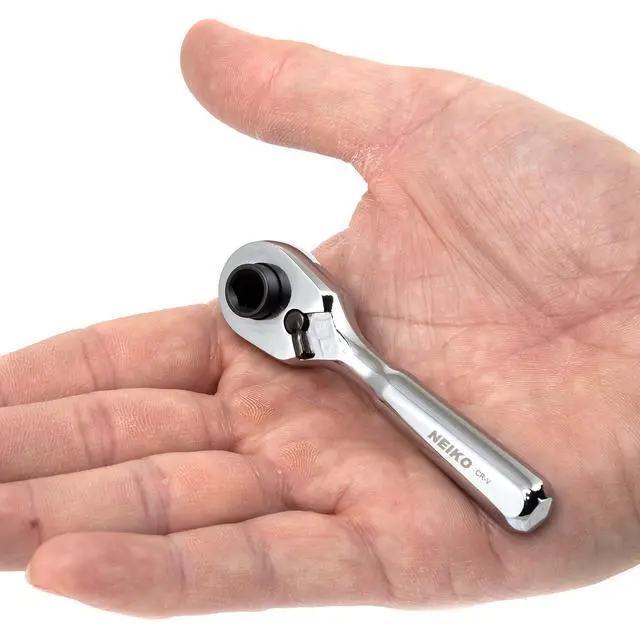 Alt view image 5 of 6 - 03002A Stubby Ratchet, 1/4 Inch Ratchet Wrench and Bit Driver, 108-Tooth Reversible Ratchet, 3.3 Degree, Mini 1/4 Ratchet Drive, Oval Head Wrench, CR-V Steel Quarter Inch Small Ratchet Wrench