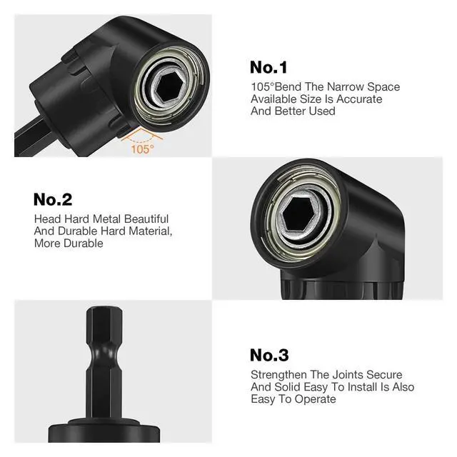 Alt view image 6 of 7 - Right Angle Drill Attachment, Flexible Drill Bit Extension, 17PC Magnetic Drill Bit Set 90/105° Angled Rotatable Socket Adapters, Ratchet Wrenches for Tight Narrow Spaces Home Garage Technicians