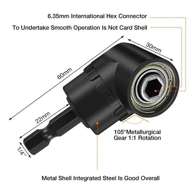 Alt view image 7 of 7 - Right Angle Drill Attachment, Flexible Drill Bit Extension, 17PC Magnetic Drill Bit Set 90/105° Angled Rotatable Socket Adapters, Ratchet Wrenches for Tight Narrow Spaces Home Garage Technicians